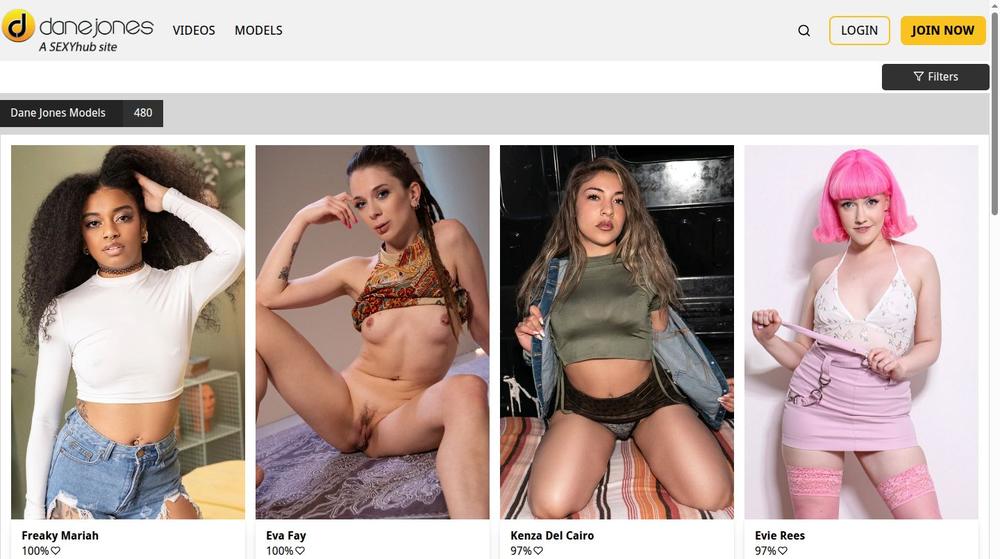 Page Modèles avec quatre portraits, noms et pourcentages